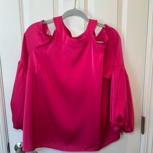 CeCe Fuchsia Cutout Blouse